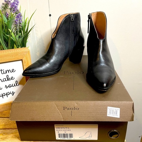 Paolo Shoes - Paolo Westly Leather Booties in Black Women's Size 6